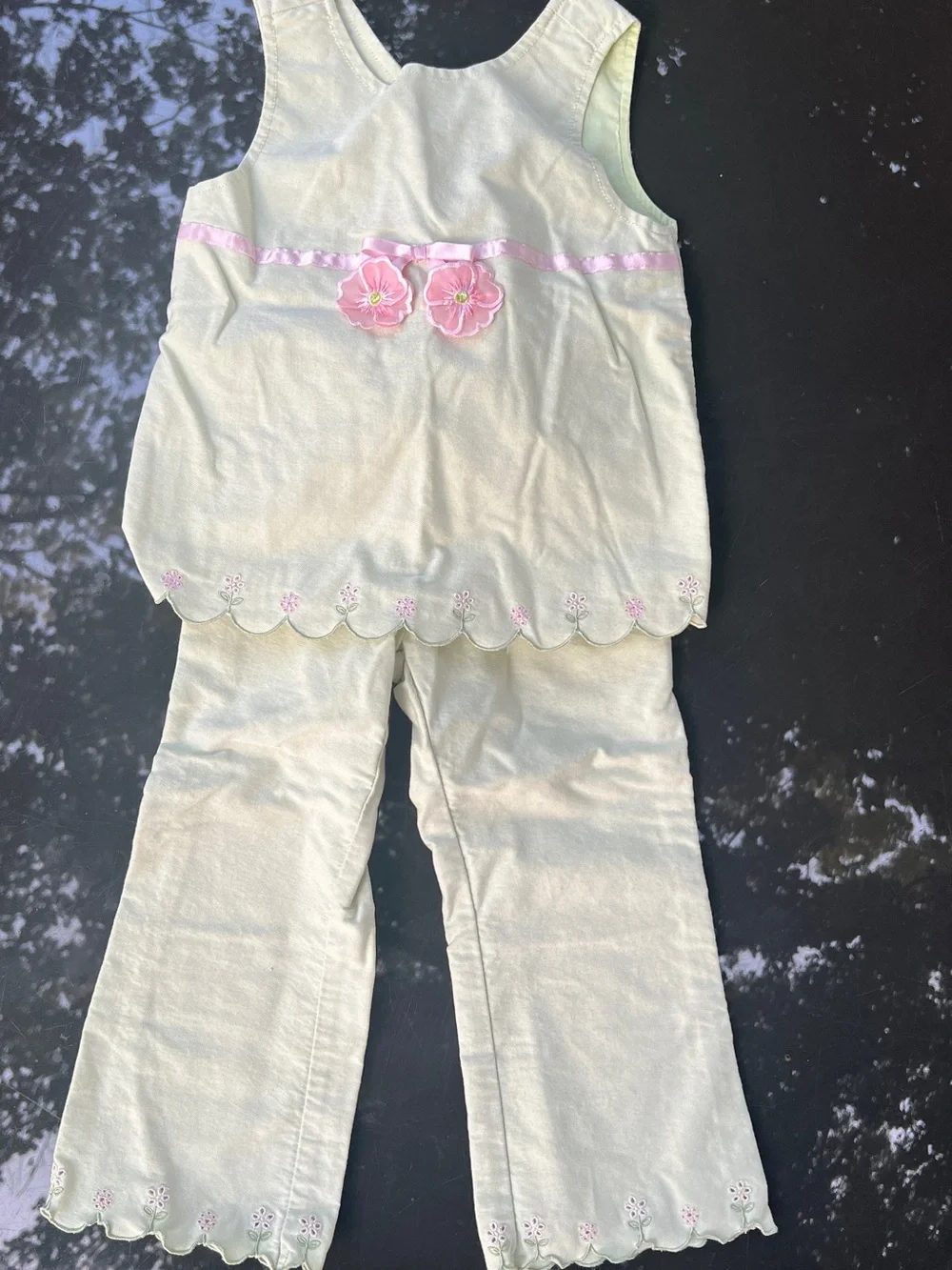 Gymboree Vintage Sweet as Sugar Fresh Picked Bow Tank & Ankle Pants Sz 5 in EC